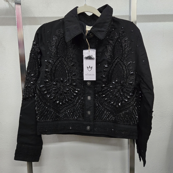 NWT Talisman Torero beaded embellished design point collar button jacket.  small - Picture 7 of 16